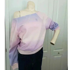 NEW Victoria's Secret Purple Pink Ombre Off Shoulder Sweatshirt, size small BNWT